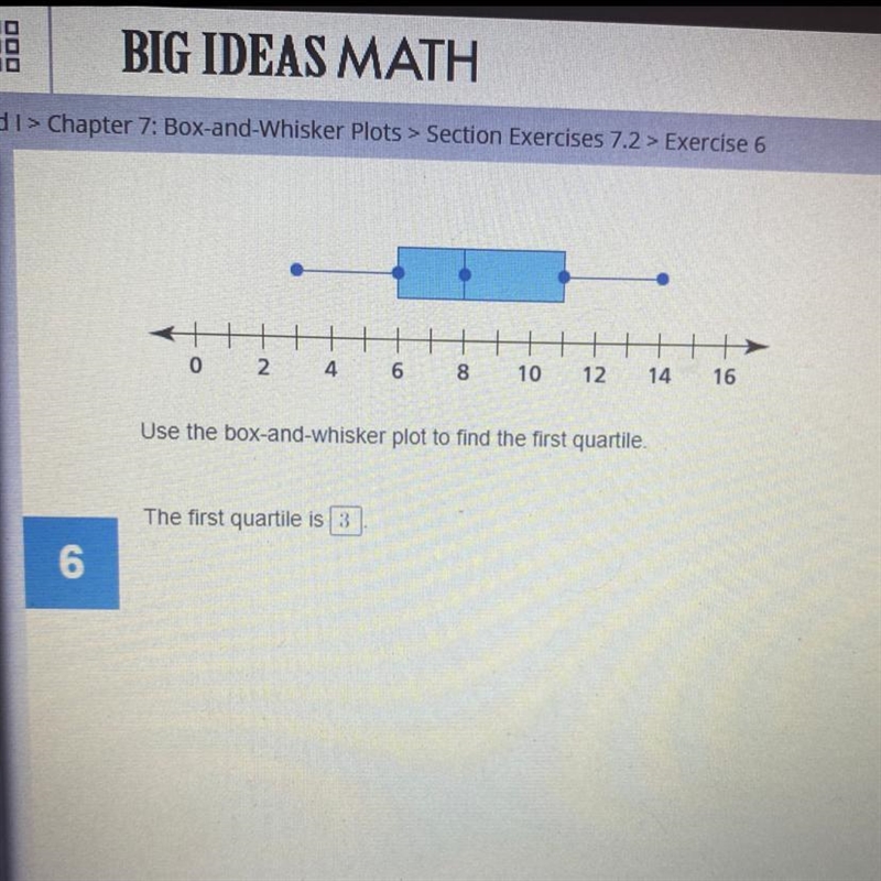 Use the box-and-whisker plot to find the first quartile.-example-1