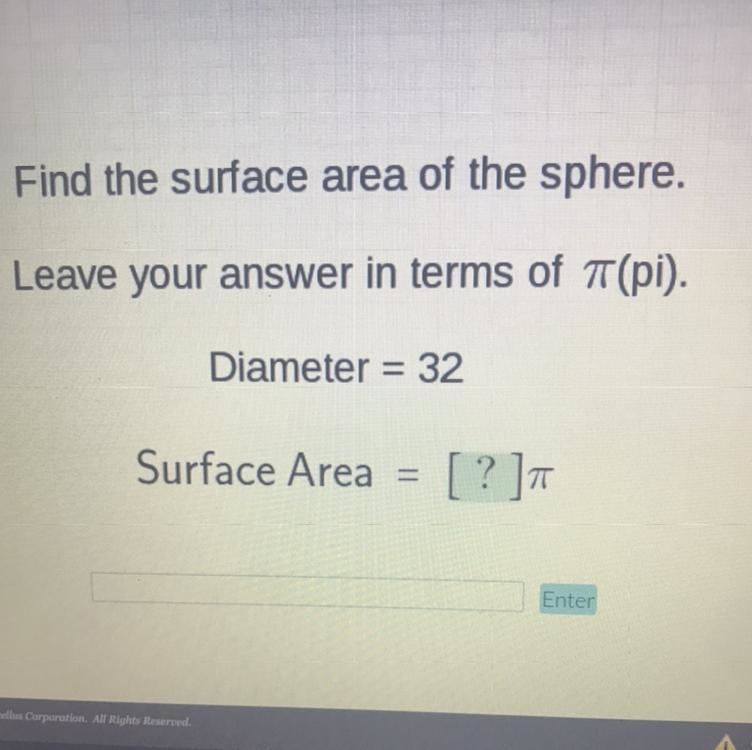 Help Now Please!!! Find the area of the sphere-example-1