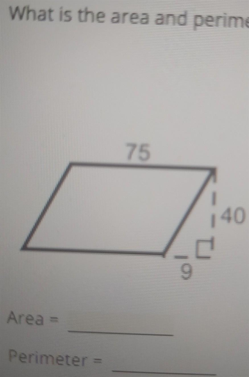 What is the area and perimeter of the following figure​-example-1