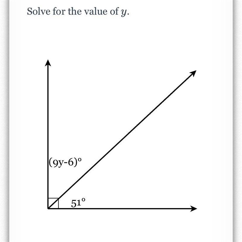 PLEASE HELP ITS DUE AT 11:59 Solve for the value of y. (9y-6)° 51°-example-1