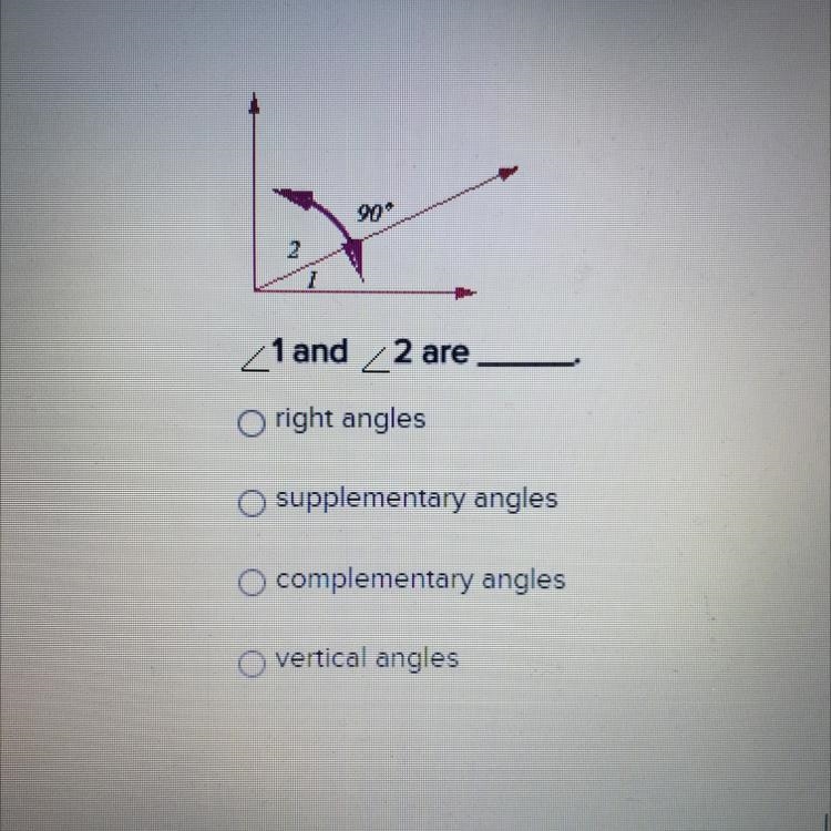 Angle 1 and angle 2 are ____.-example-1