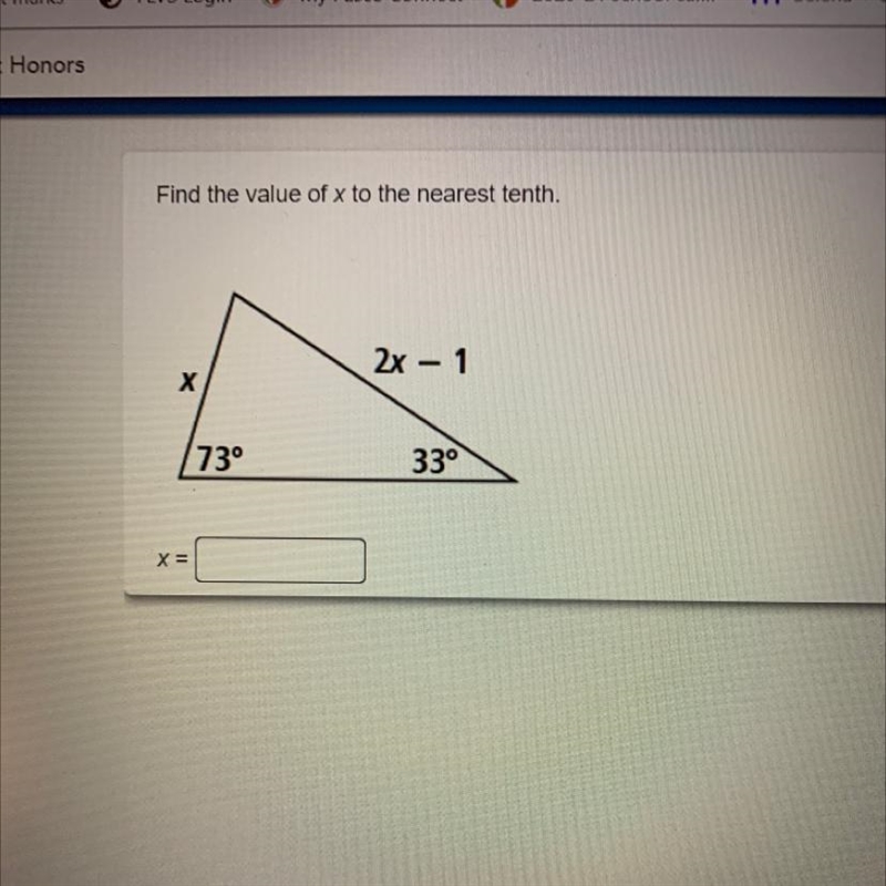 Please help!! Find the value of x to the nearest tenth.-example-1