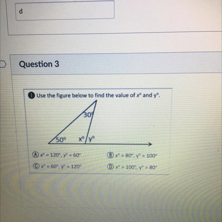 Use the figure below to find the value of x and yº.-example-1