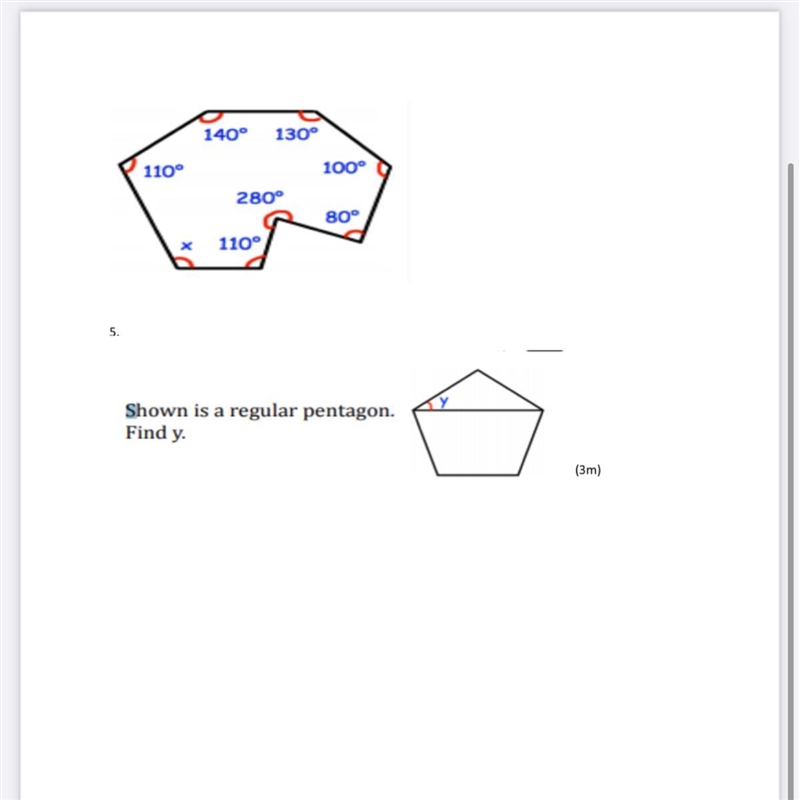 Shown is a regular pentagon, find y.-example-1