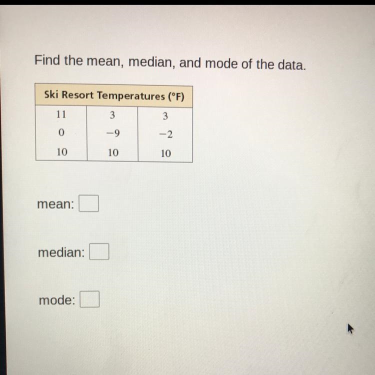 HELP!! Find the mean, median, and mode of the data. mean: median: mode:-example-1