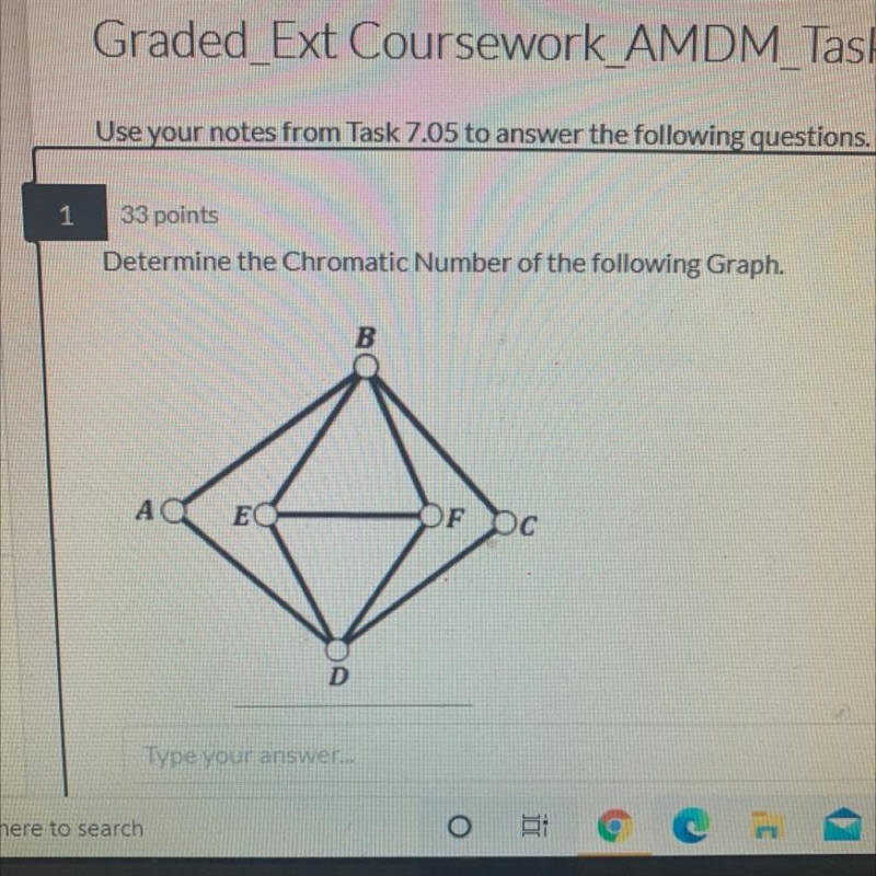 Determine the Chromatic Number of the following graph-example-1