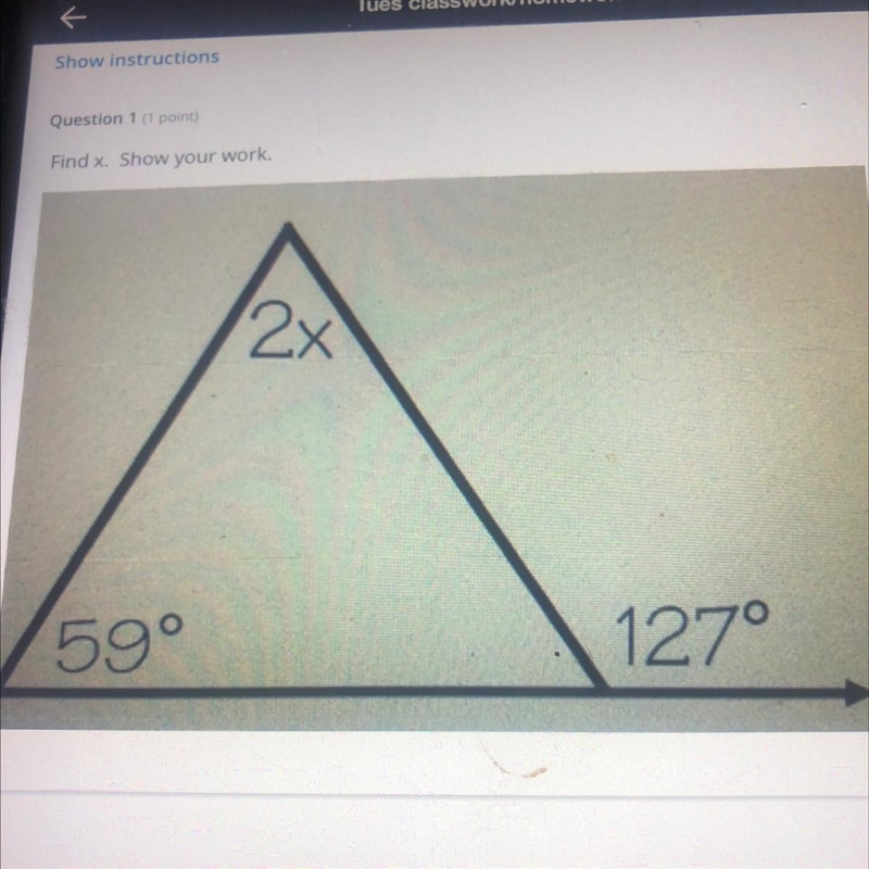 HELP PLEASE FIND X AND SHOW YOUR WORK-example-1