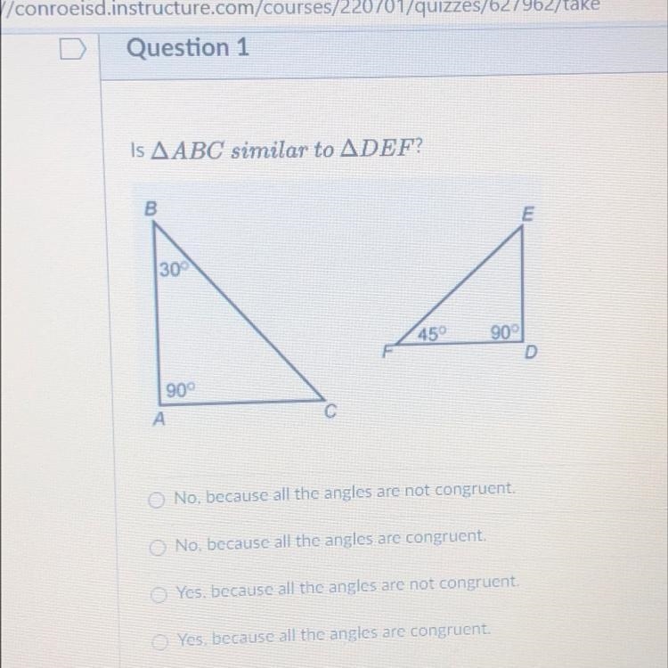 Help pls!! Is triangle ABC similar to triangle DEF-example-1