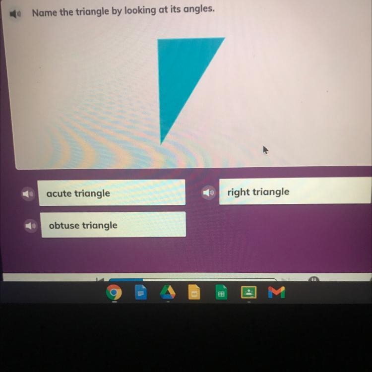 Name the triangle by looking at its angles.-example-1