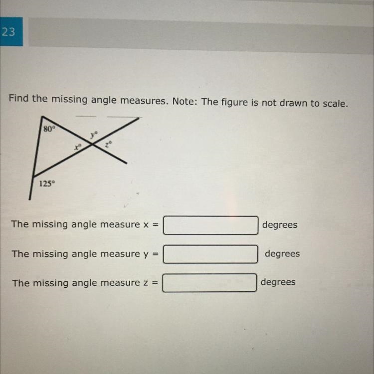 Find the missing angle measures?-example-1