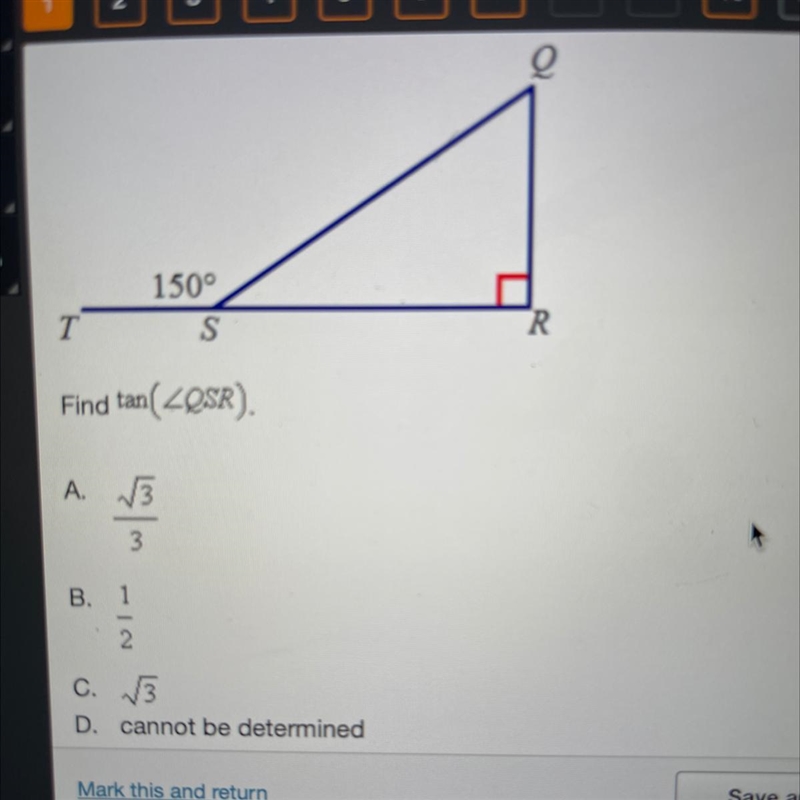 PLEASE HELP Find tan (QRS)-example-1