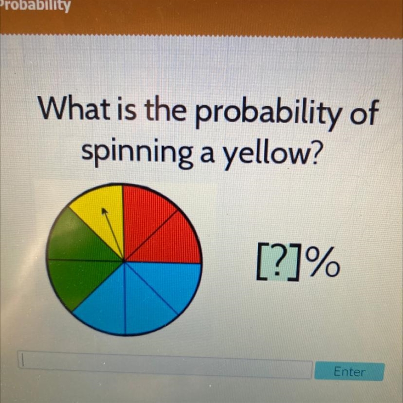 What is the probability of spinning a yellow?-example-1