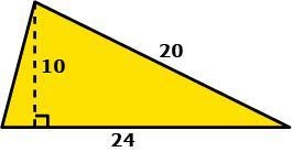 What is the area of the triangle shown?-example-1