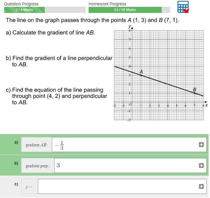 Find the equation of the line passing through point (4,2) and perpendicular to AB-example-1