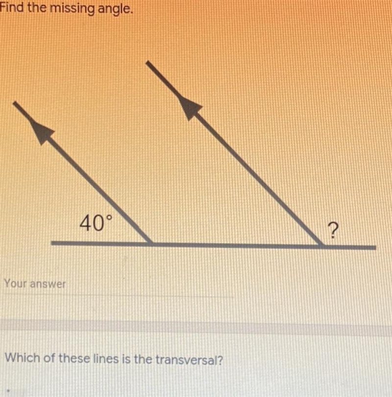 Find the missing angle.-example-1