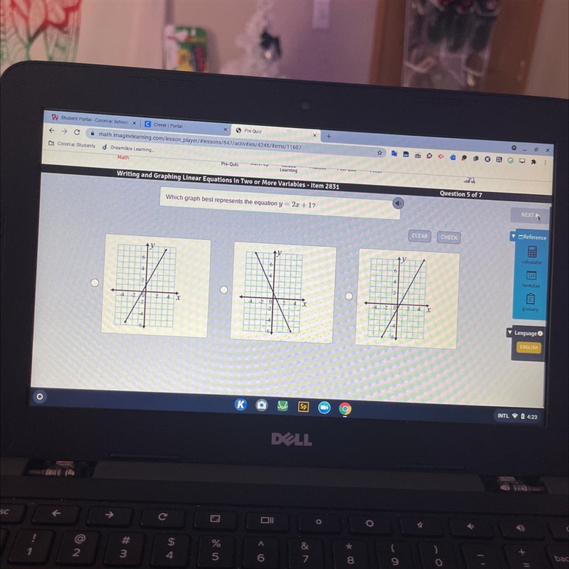 HELP I NEED A FAST ANSWER Which graph best represents the equation y= 2x+1-example-1