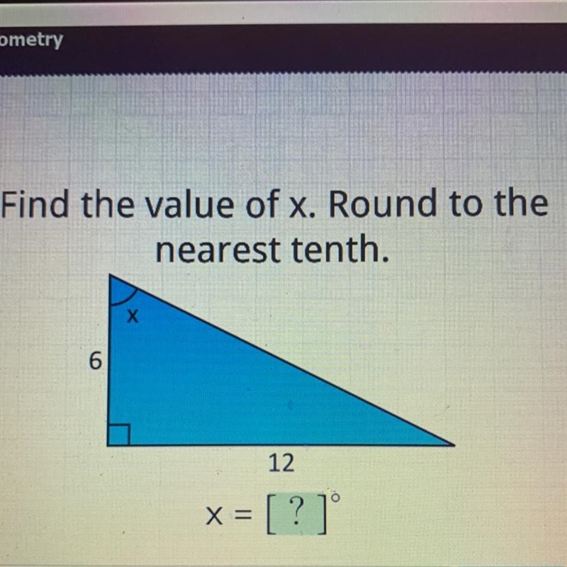 Find the value of x. Round to the nearest tenth. X 12 x = [?]-example-1