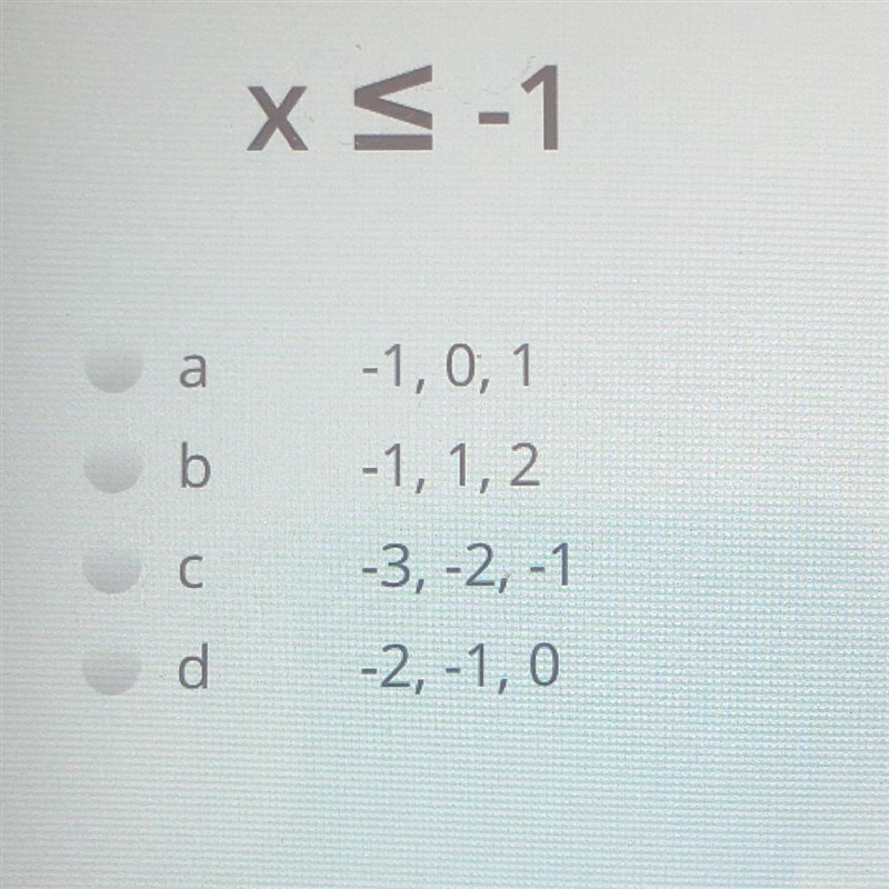 Which of the following are possible solutions for this inequality?-example-1