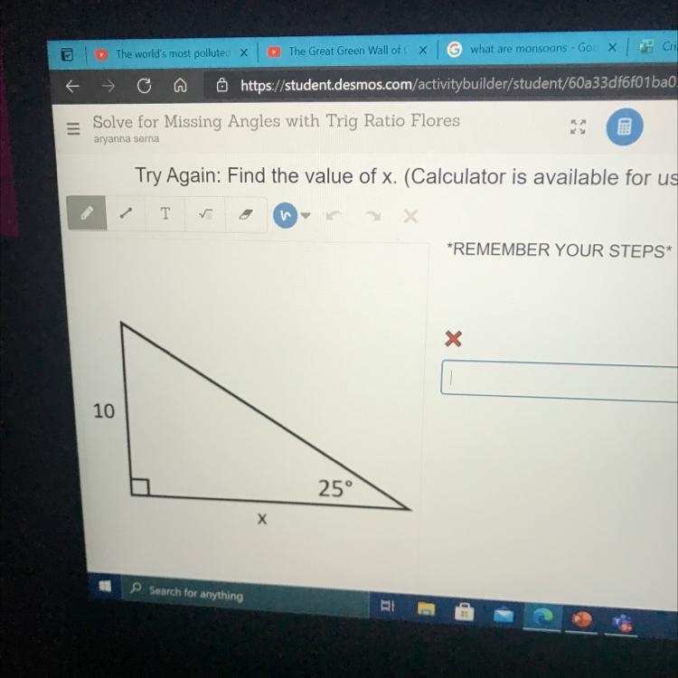 10 25° Х find value of triangles-example-1