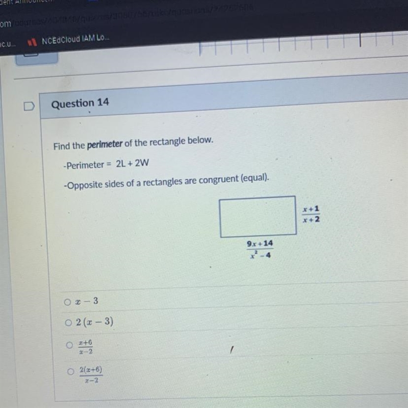 Find the perimeter of the rectangle below-example-1