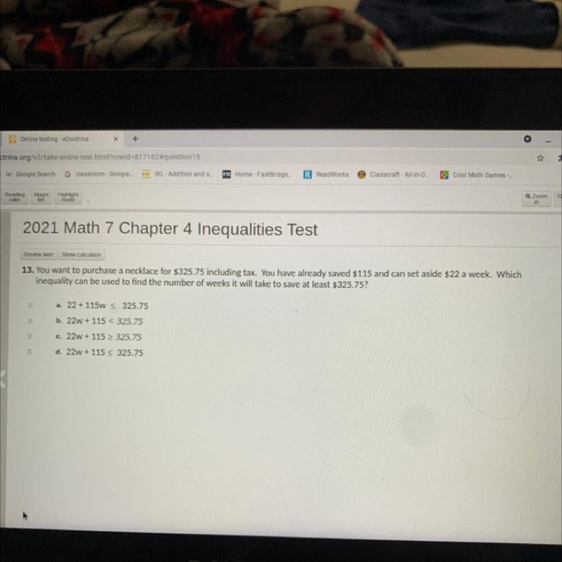 Do you want to purchase a necklace for $325.75 including tax. you have already saved-example-1