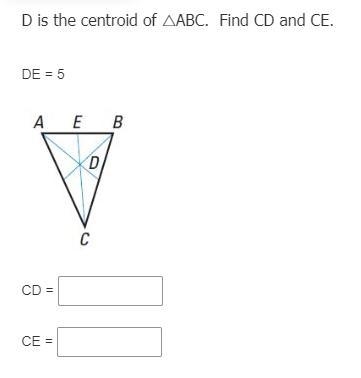 Please help asap, answer the following questions about the centroid of the triangle-example-1