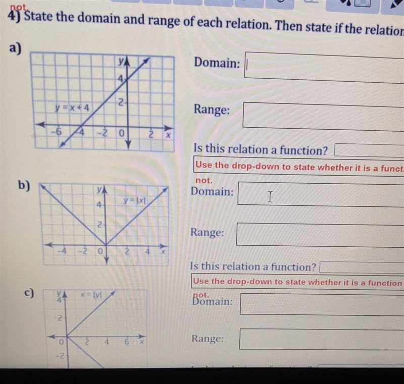 State the domain and range of each relation.then state if the relation is a function-example-1