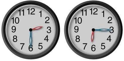 What is the elapsed time between the two times shown on the clocks? 3 hours and 30 minutes-example-1