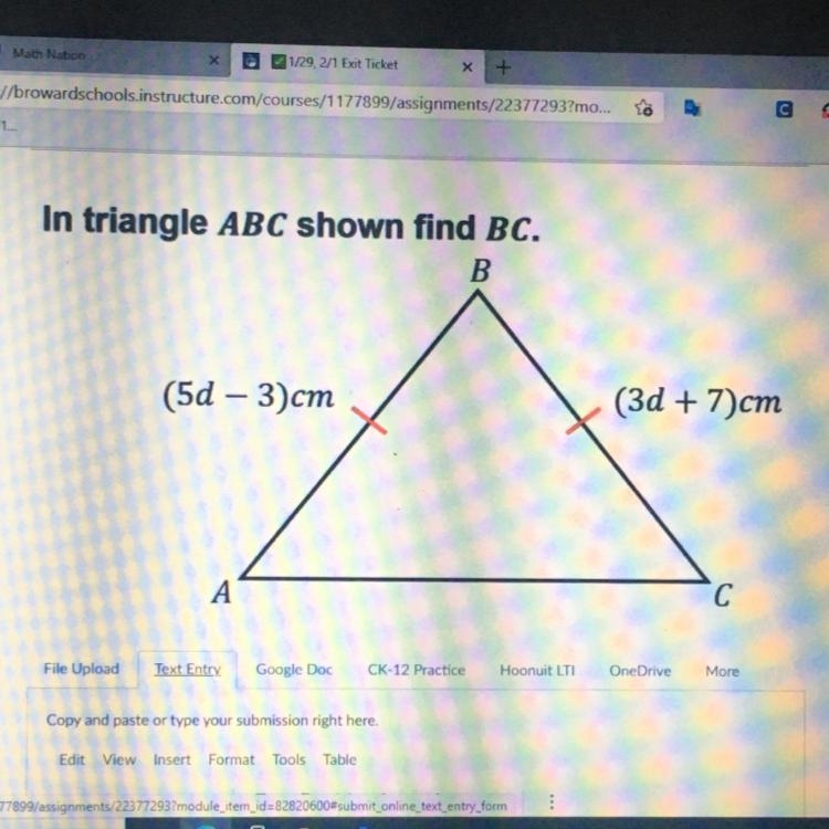 In triangle ABC shown find BC.-example-1