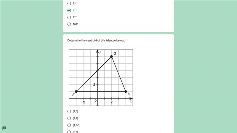 Determine the centroid of this triangle below: *-example-1