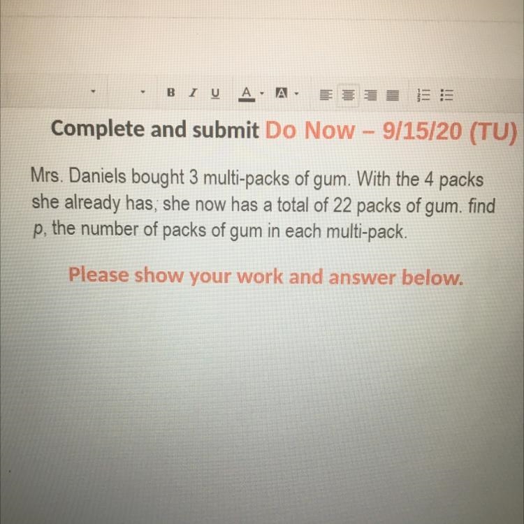 Mrs. Daniels bought 3 multi-packs of gum. With the 4 packs she already has, she now-example-1