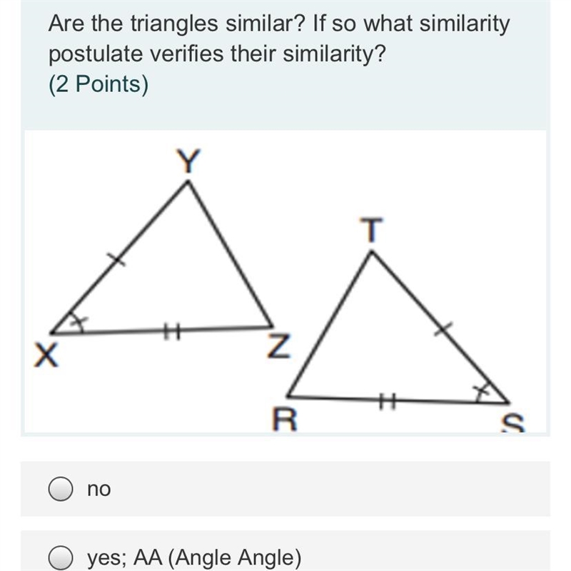 Triangle similarity and congruence. PICTURE INCLUDED!* ASA, SSS, SAS, or AAS?-example-1