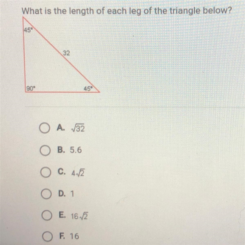 What is the length of each leg of the triangle below? explain it please so i know-example-1