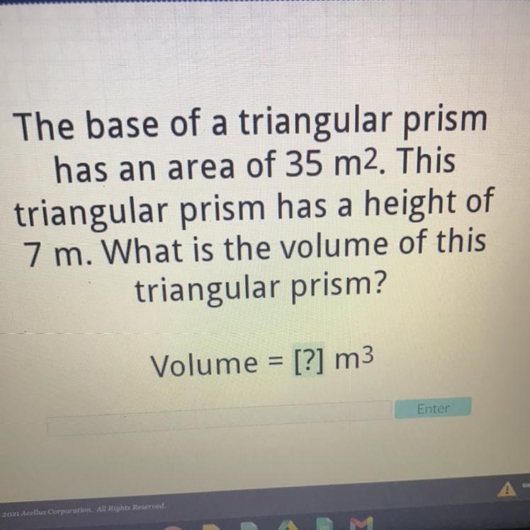 Help Now!!!! The Base Of A triangle prism-example-1