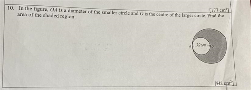 In the figure, OA is a diameter of the smaller circle and O is the centre of the larger-example-1