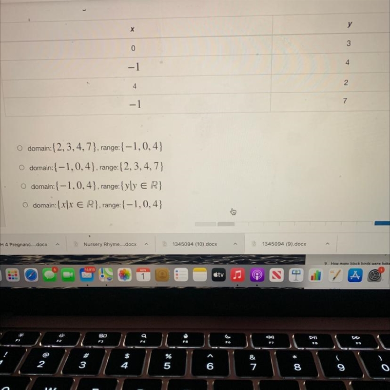 What is the domain and range of the table? A, b, c, or d?-example-1