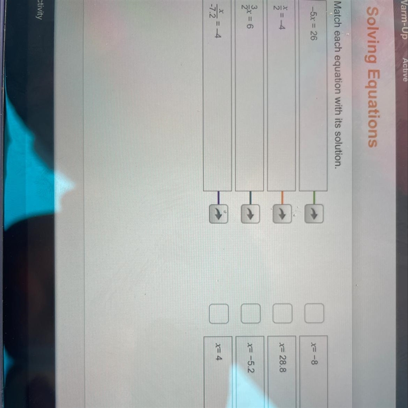 Match each equation with its solution PLEASE HELPP ASAP!-example-1