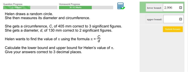 Helen draws a random circle she then measures it diameter-example-1