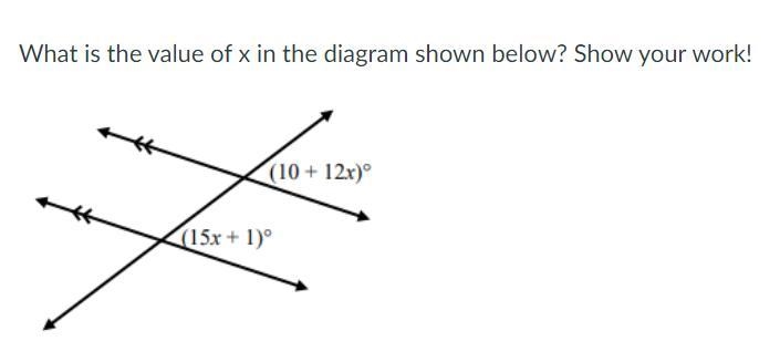 What is the value of x in the diagram below?-example-1