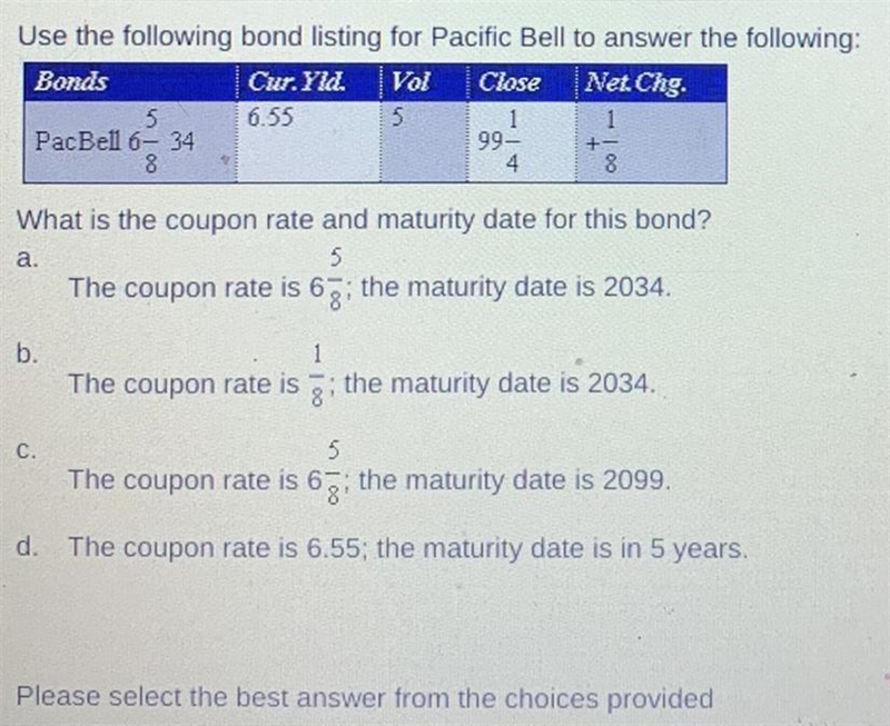 What is the coupon rate and maturity date for this bond ?-example-1