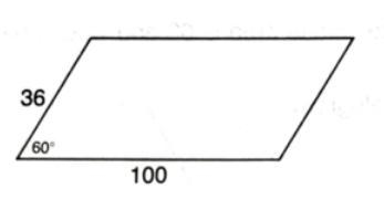 A parallelogram has a base of 100, a side length of 36, and interior angle of 60, what-example-1