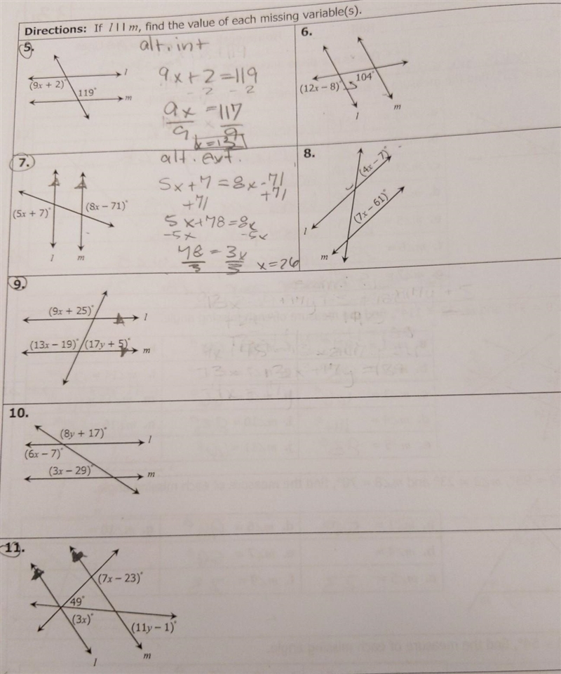 I need help solving #9 & #11! It's geometry but I'm just really stuck ​-example-1