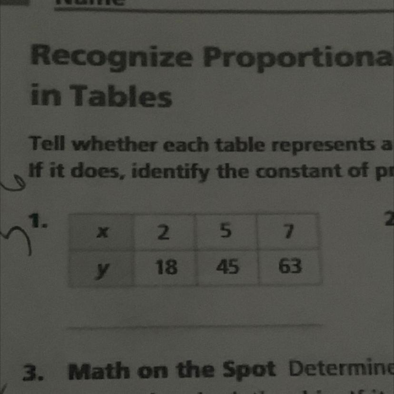 Question 1 Tell whether this table represent a proportional relationship. Give the-example-1