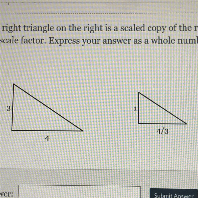 The right triangle on the right is a scaled copy of the right triangle on the left-example-1