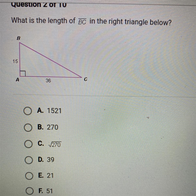 What is the length of line BC in the right triangle below?-example-1