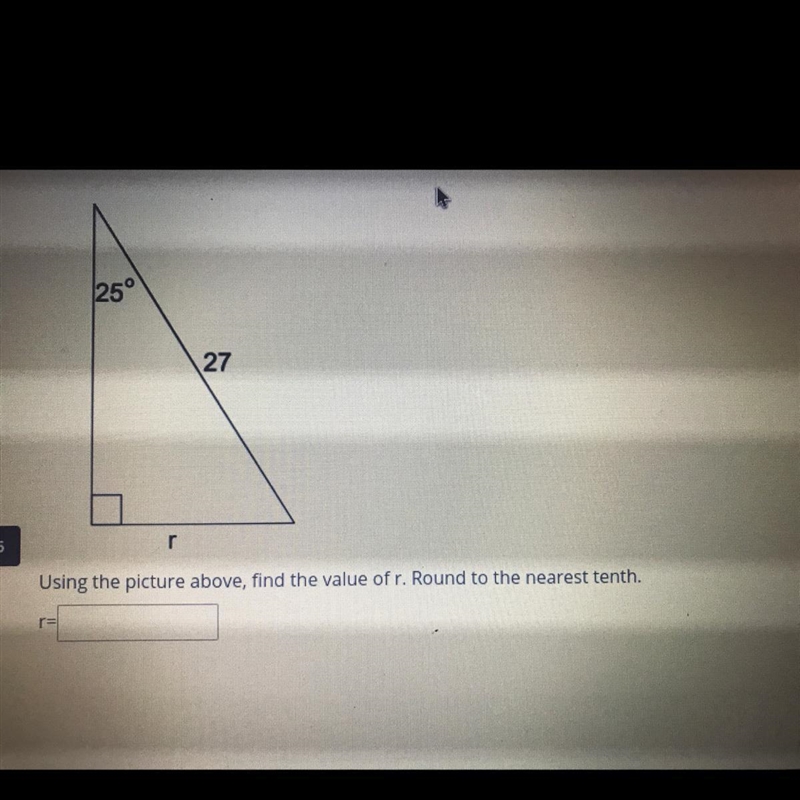 Using the picture above, find the value ofr. Round to the nearest tenth plssssi need-example-1