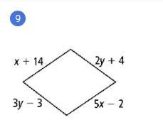 Find the value of y from the above rhombus A. 2 B. 3 C. 7 D. None of these-example-1