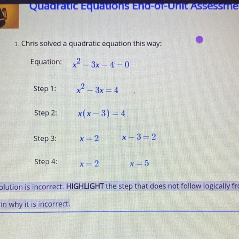 The solution is incorrect. HIGHLIGHT the step that does not follow logically from-example-1