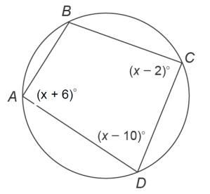 Quadrilateral ABCD is inscribed in a circle. Find the measure of each of the angles-example-1