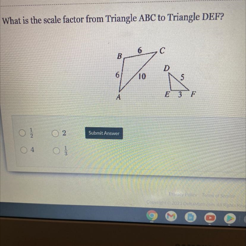 What is the scale factor from triangle ABC to triangle DEF-example-1